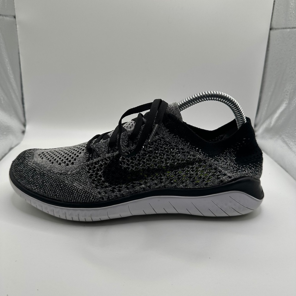 Nike Free RN Flyknit 2018 Womens 9.5 Black White 942839-101 Good Running Shoes